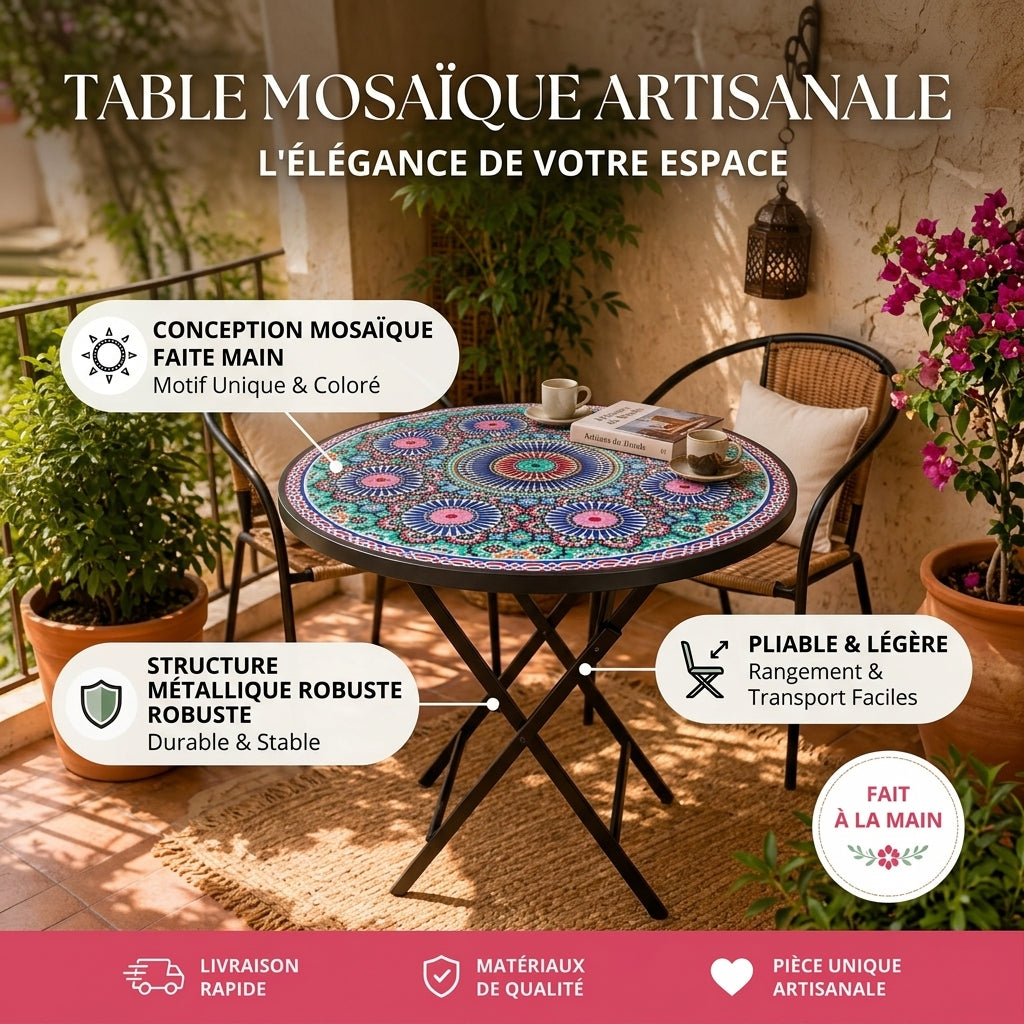 TABLE MOSAÏQUE PLIABLE