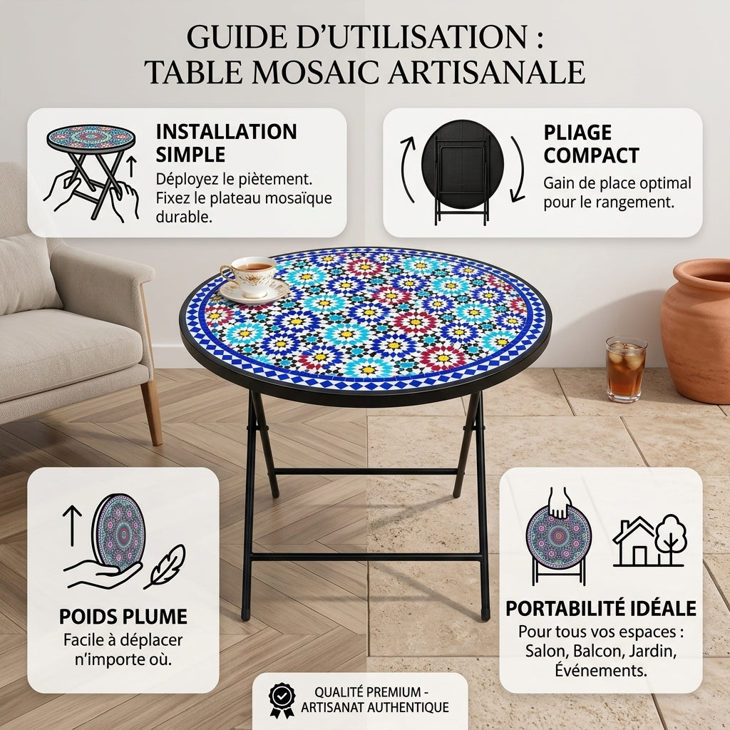 TABLE MOSAÏQUE PLIABLE